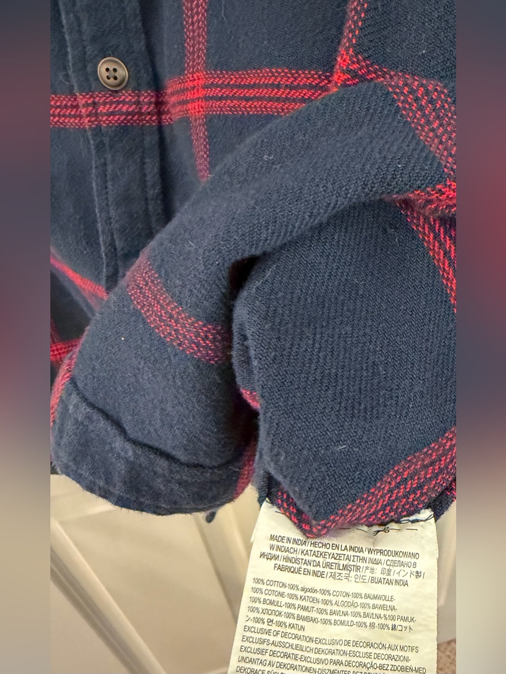 Van’s Men’s 100% Cotton Flannel, Navy/Red, M - Picture 6 of 9